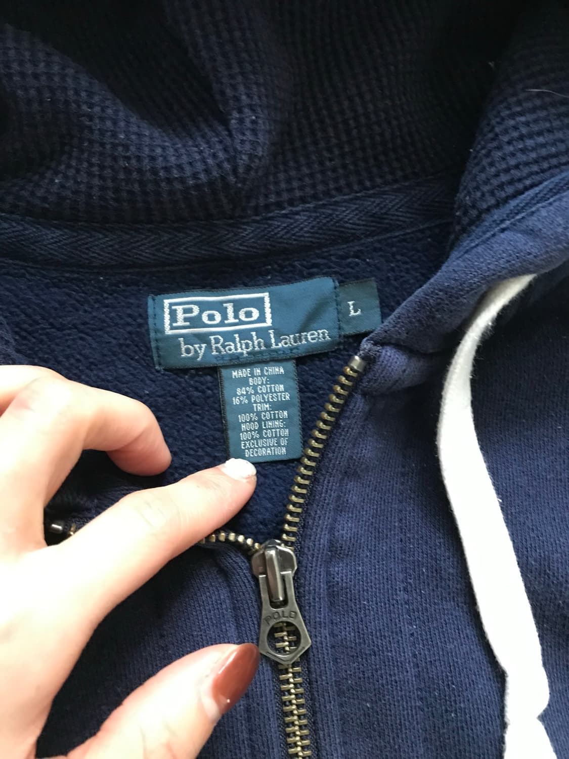 폴로 랄프로렌 포니 로고 헤비 써멀 네이비 후드집업 상품이미지6