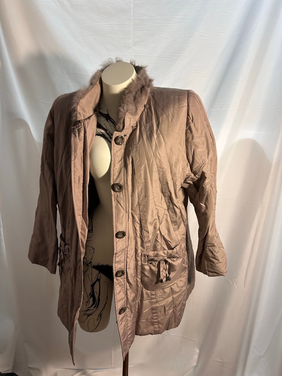 light grey trimming fur padding coat 상품이미지1