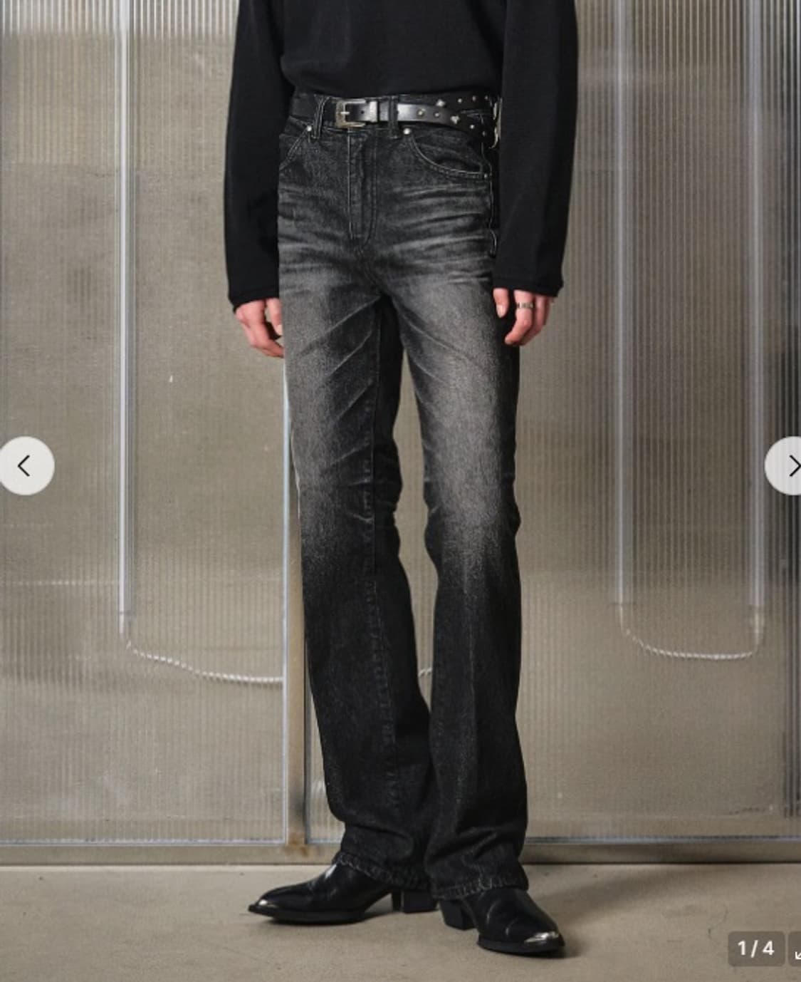 엘무드 아키라 플레어데님 워시드블랙 상품이미지1