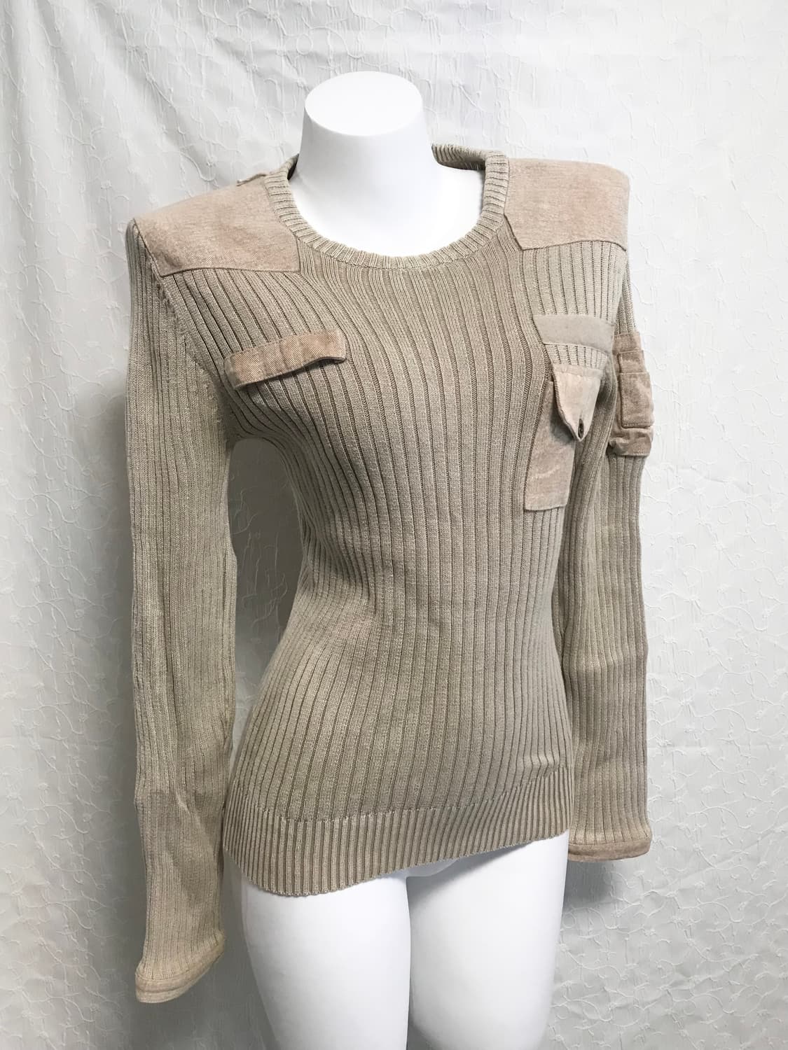 빈티지 00s y2k 골지 포켓 롱슬리브 탑 상품이미지2