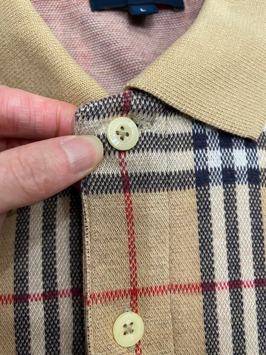 버버리 90s 노바체크 반팔 pk 카라티 베이지 상품이미지4