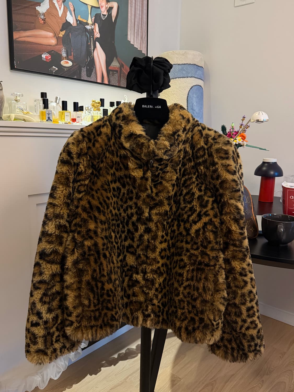 Zara 퍼 숏 크롭 자켓/ 애니멀 프린트 퍼 상품이미지4