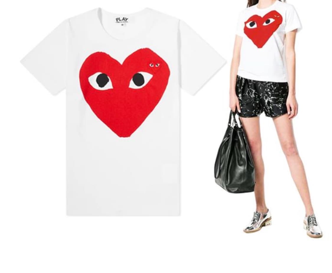 꼼데가르송 더블하트 와펜 여성 반팔티(M) 상품이미지1