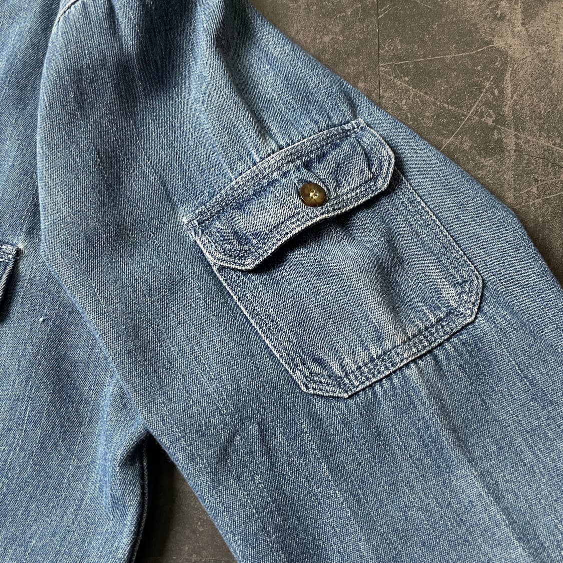 UNKNOWN 빈티지 플랩포켓 코튼 데님 셔츠 A00711 상품이미지5