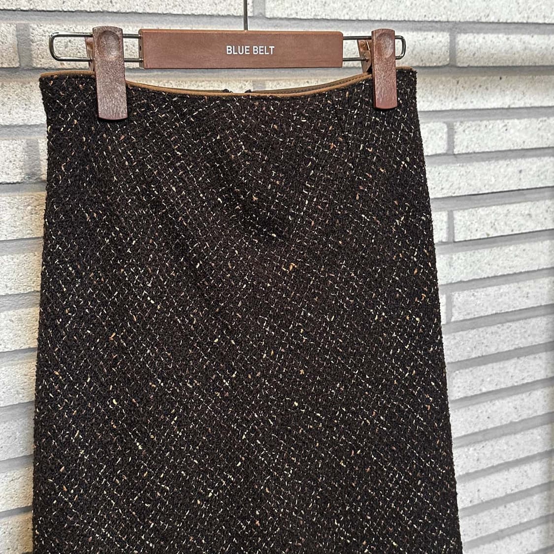 JPN VINTAGE 트위드 롱 스커트 플레어 핏 브라운 상품이미지4