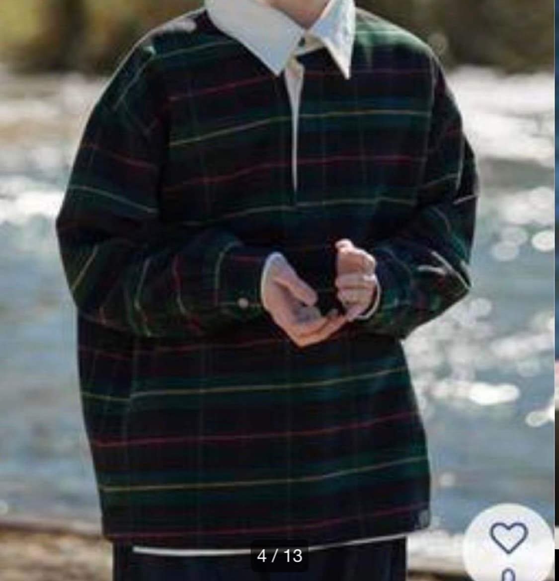 Evistub긴팔 루즈핏 셔츠  체크 폴로 셔츠 상품이미지1