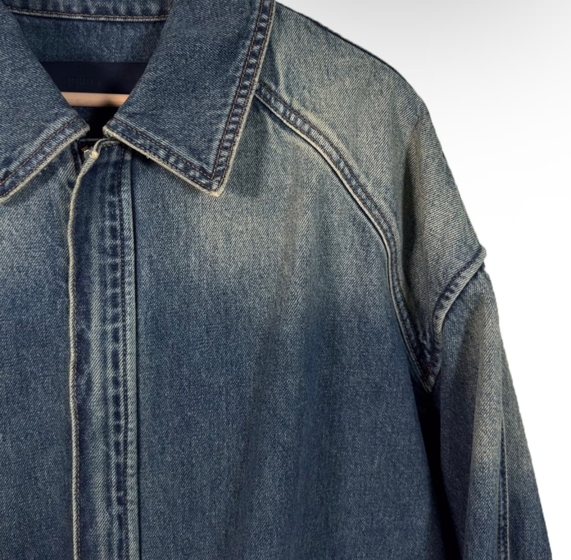 [46] 준지 남성 포켓 가먼트다잉 워싱 지퍼 데님 트러커 자켓 블루 상품이미지4