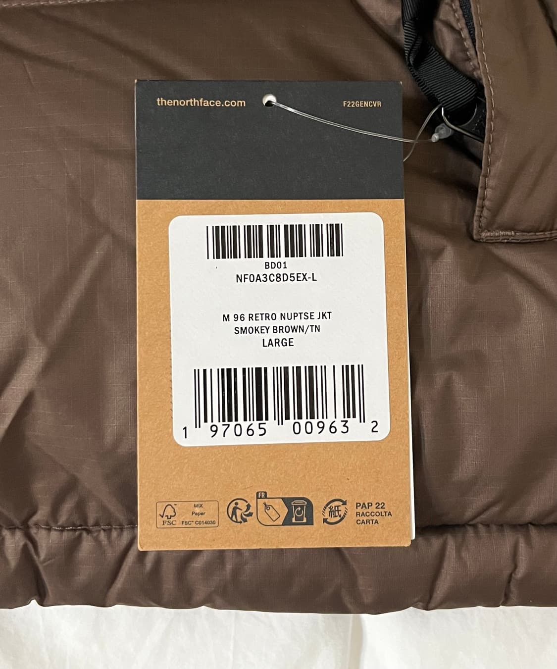 노스페이스 1996 레트로 눕시 해외판 스모키 브라운 US L 상품이미지3