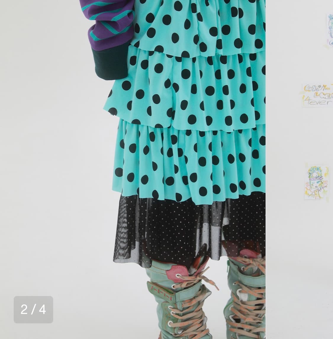 도트 프릴 민트스커트  상품이미지3