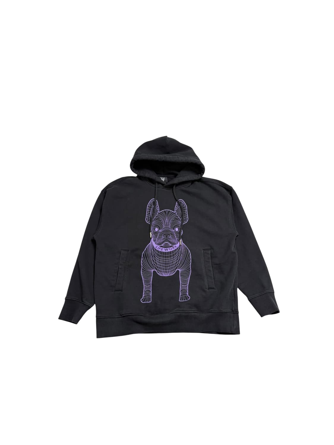 라이프워크 빅라독 퍼플 프린팅 후드티 블랙 상품이미지1