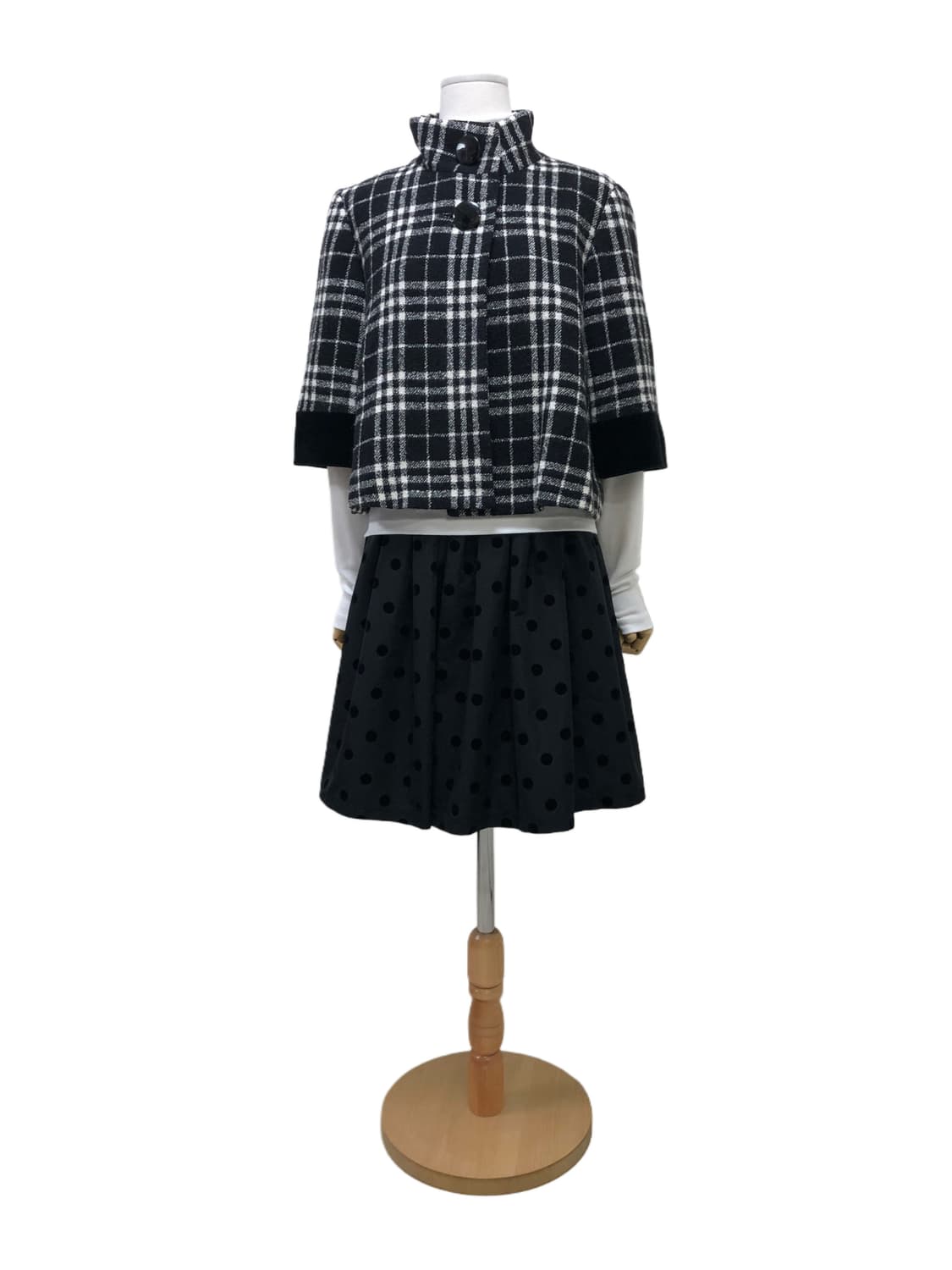 갤러리 비스콘티 체크 숏 코트 상품이미지2