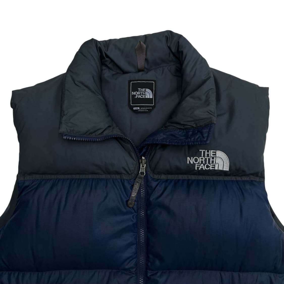 노스페이스 차콜배색 로고 네이비 패딩조끼 L 상품이미지4
