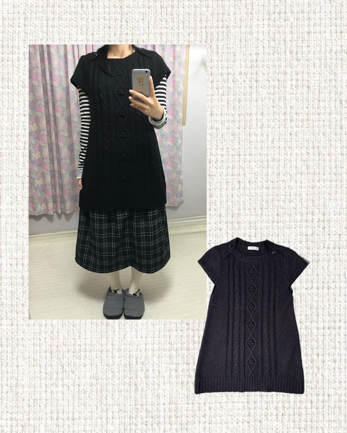 블랙 니트 반소매 원피스 상품이미지1