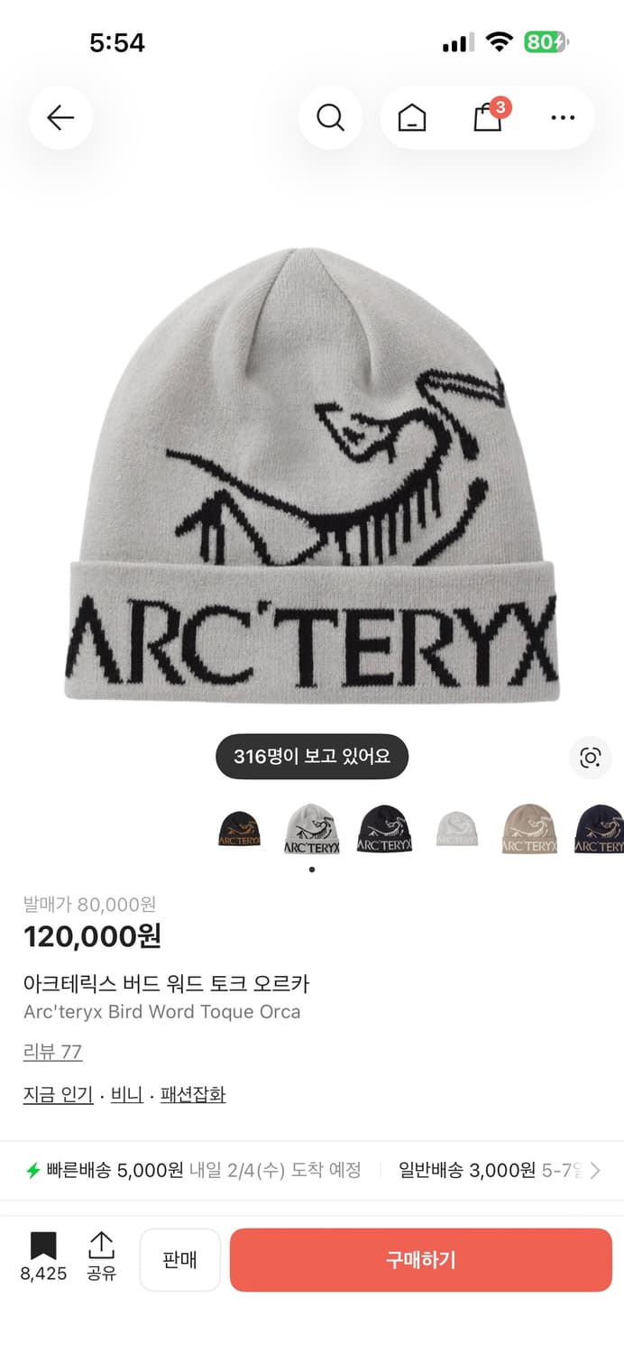 아크테릭스 비니 화이트 미개봉 상품이미지1