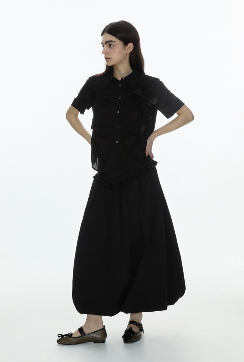 밀로 우먼 셔링 맥시 스커트 상품이미지5