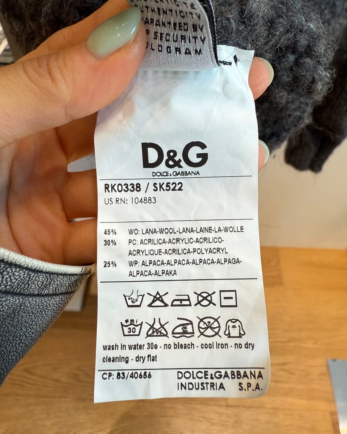 돌체앤가바나 차콜 알파카울 집업 니트  상품이미지10