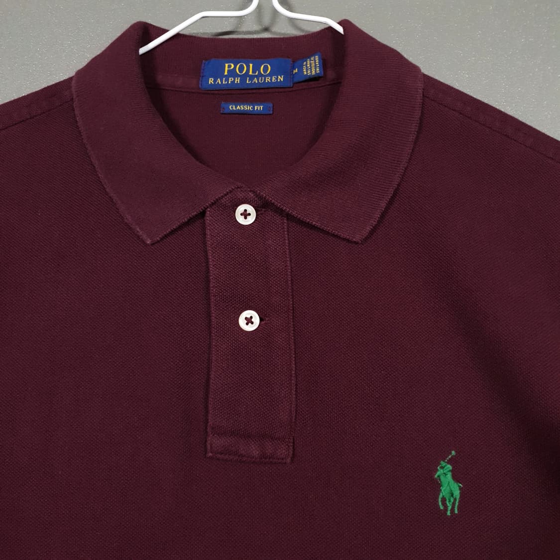M) 폴로 랄프로렌 신형 포니 반팔 카라티 피케 셔츠 버건디 클래식핏 상품이미지3