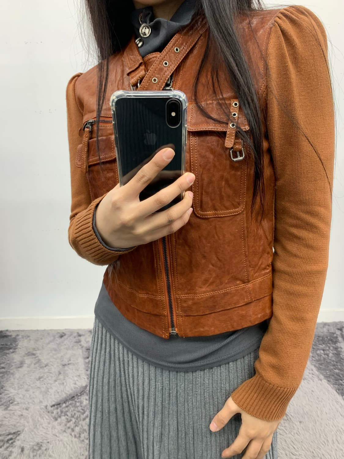 재패니즈 카우레더 니트 자켓 상품이미지3