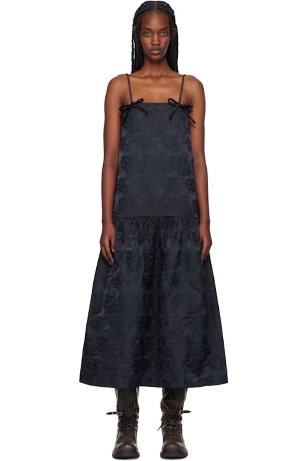 GANNI 보타니컬 자카드 스트랩 미디 원피스 상품이미지1