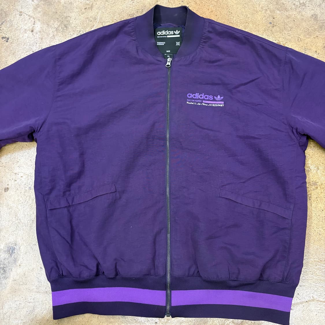 [정품/2xl] 아디다스 바시티 봄버 자켓 퍼플 b18 상품이미지3