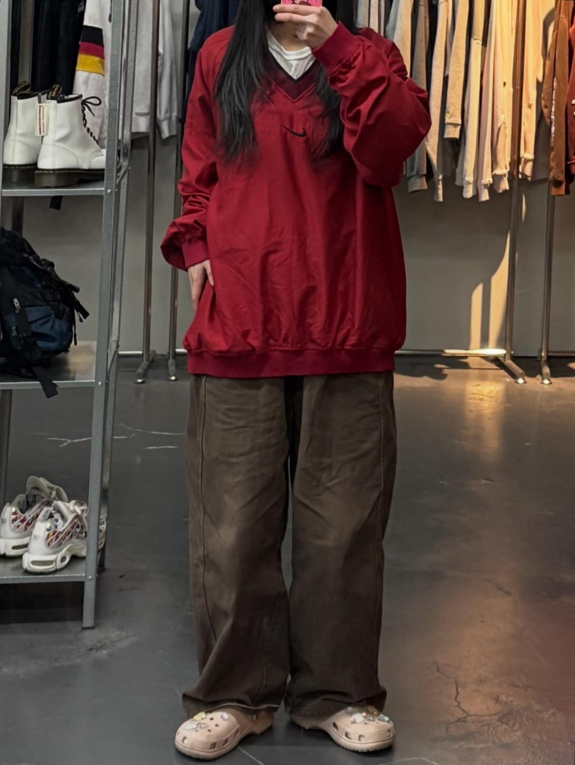 나이키 90s 올드스쿨 레드 브이넥 우븐 웜업 A3221 상품이미지1