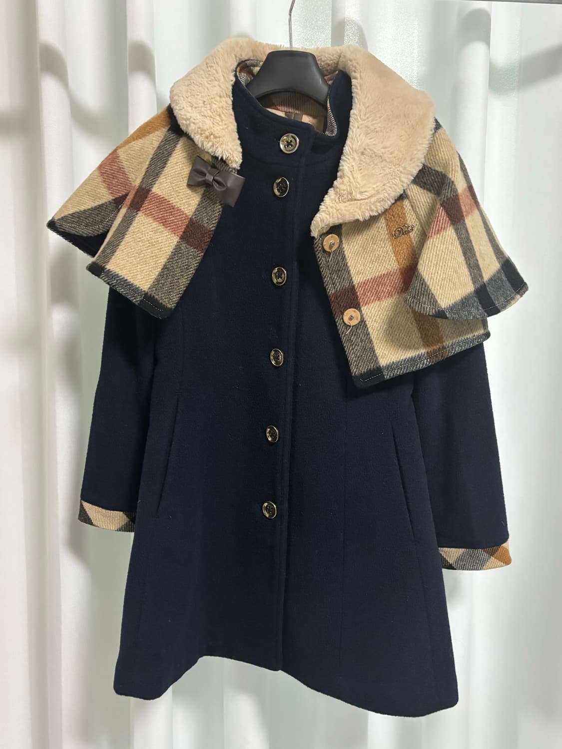 닥스 키즈 네이비 & 체크 퍼코트 130 상품이미지1