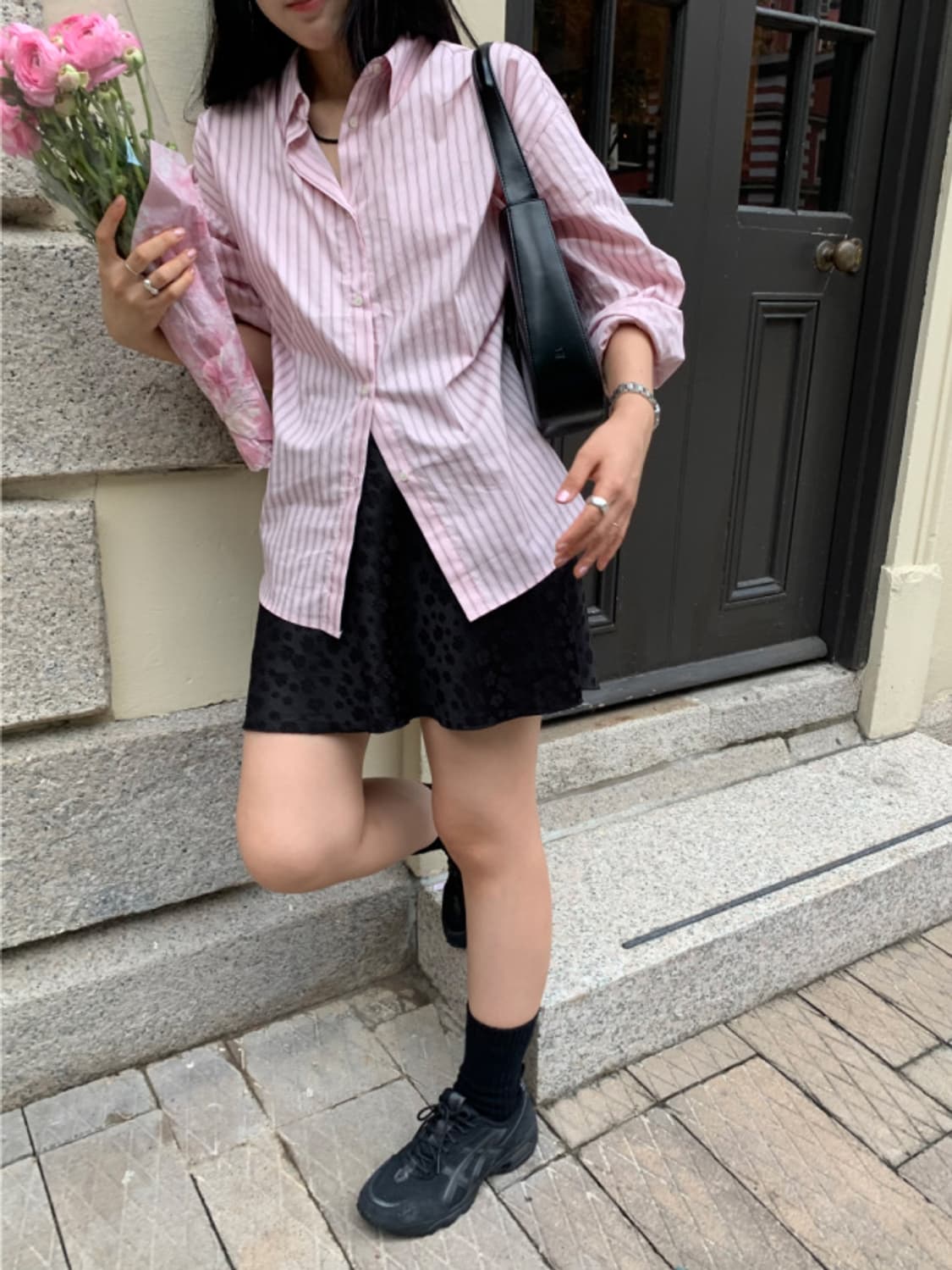 유이니 노아 스트라이프 셔츠 Noah stripe shirts 핑크 상품이미지3