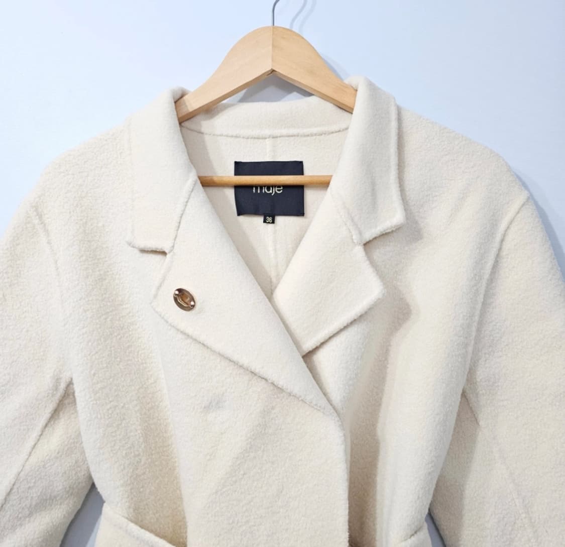 한섬 마쥬 부클 하이넥 벨티드 하프 코트 재킷 55 상품이미지3