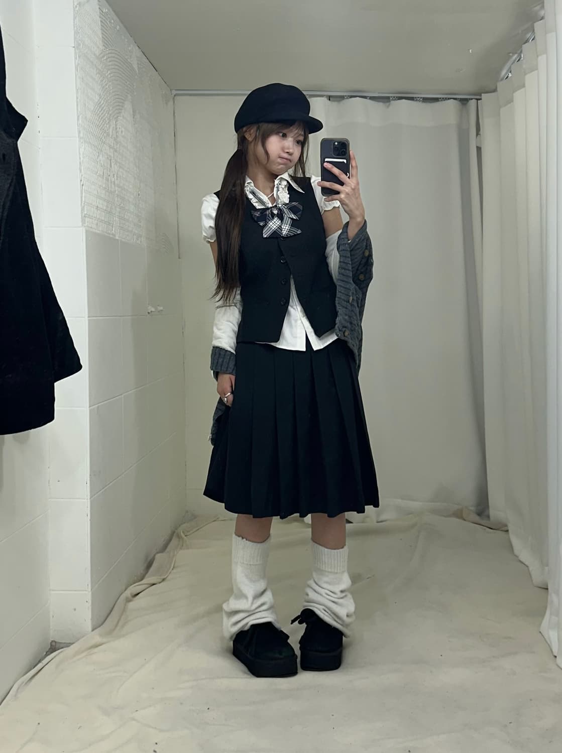 네이비 니혼진 프레피 케이프 코디세트 상품이미지3