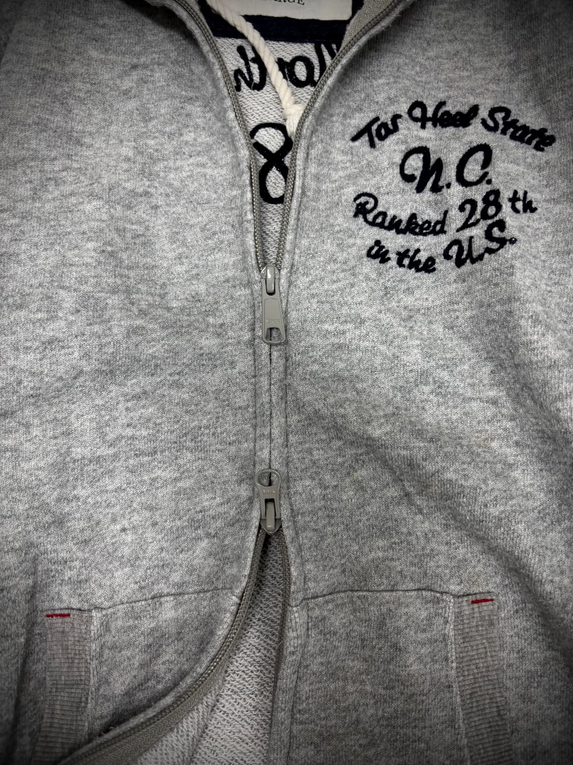 “Vintage”Y2K Print Grey 2-way Hoodie Zip 상품이미지3