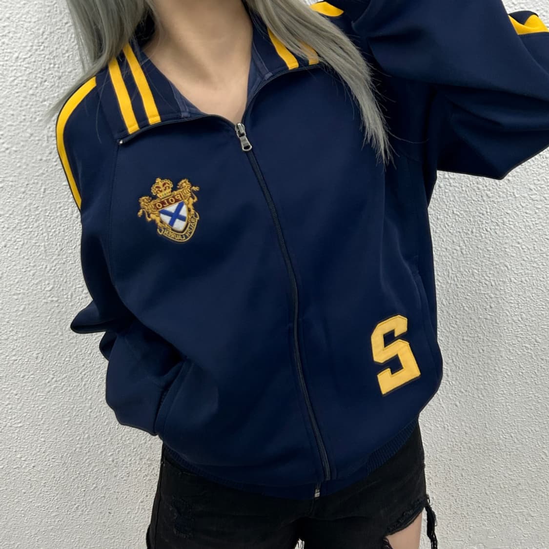 폴로 랄프로렌 옐로우 배색 네이비 트랙탑 L 상품이미지3