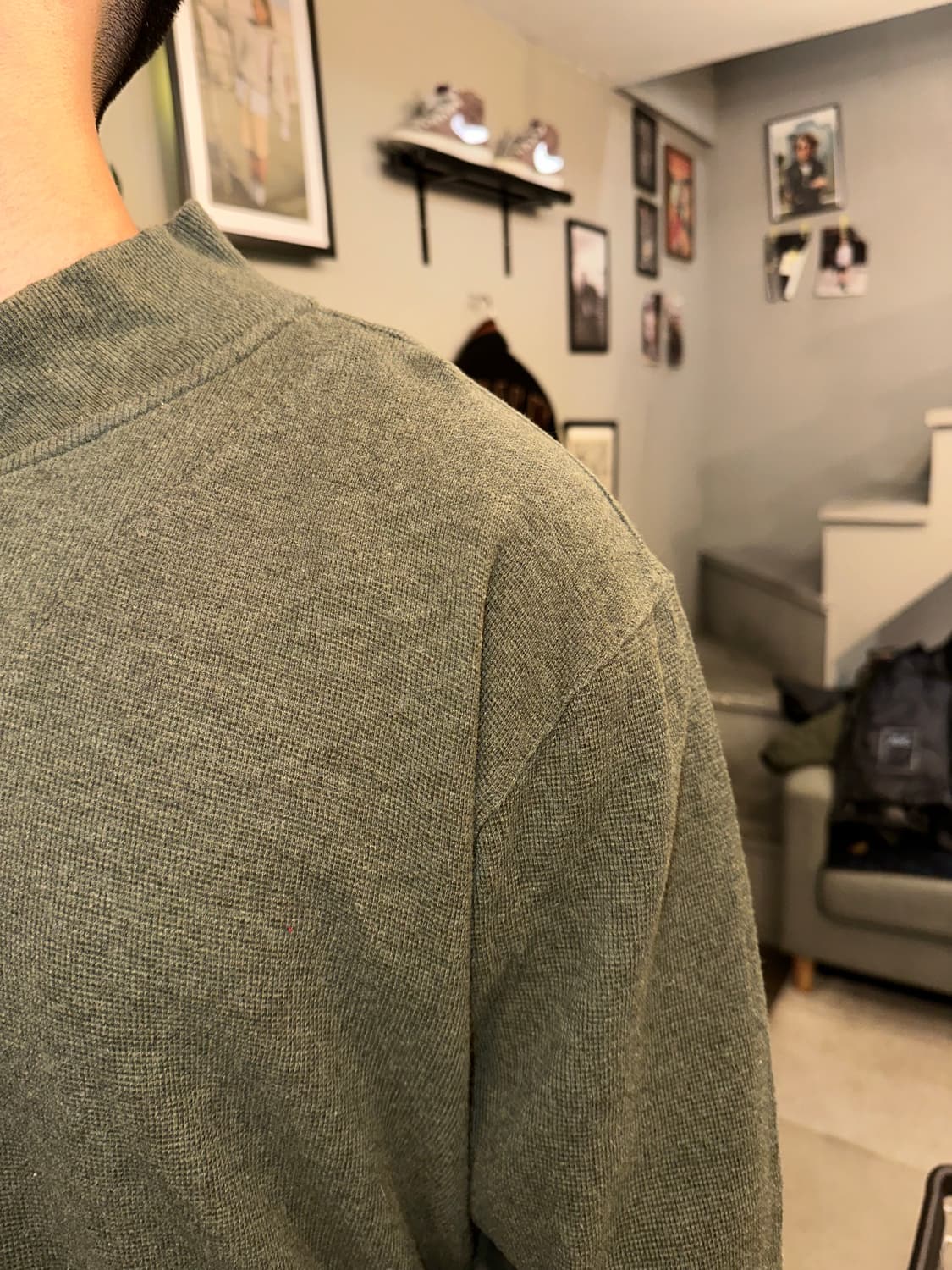 00’s LL Bean henry-neck waffle sleeve 상품이미지5