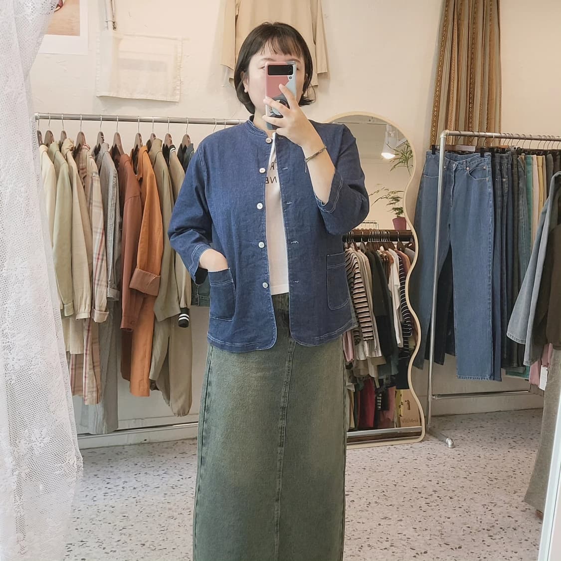 하이넥카라 진청 자켓 상품이미지1
