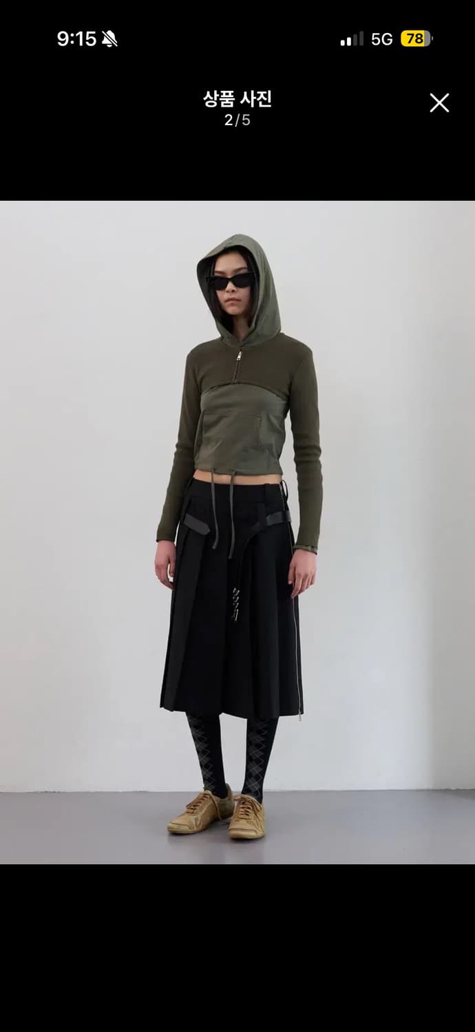 Lcdc tm 지퍼 플리츠 미디 스커트 블랙 SS 상품이미지1