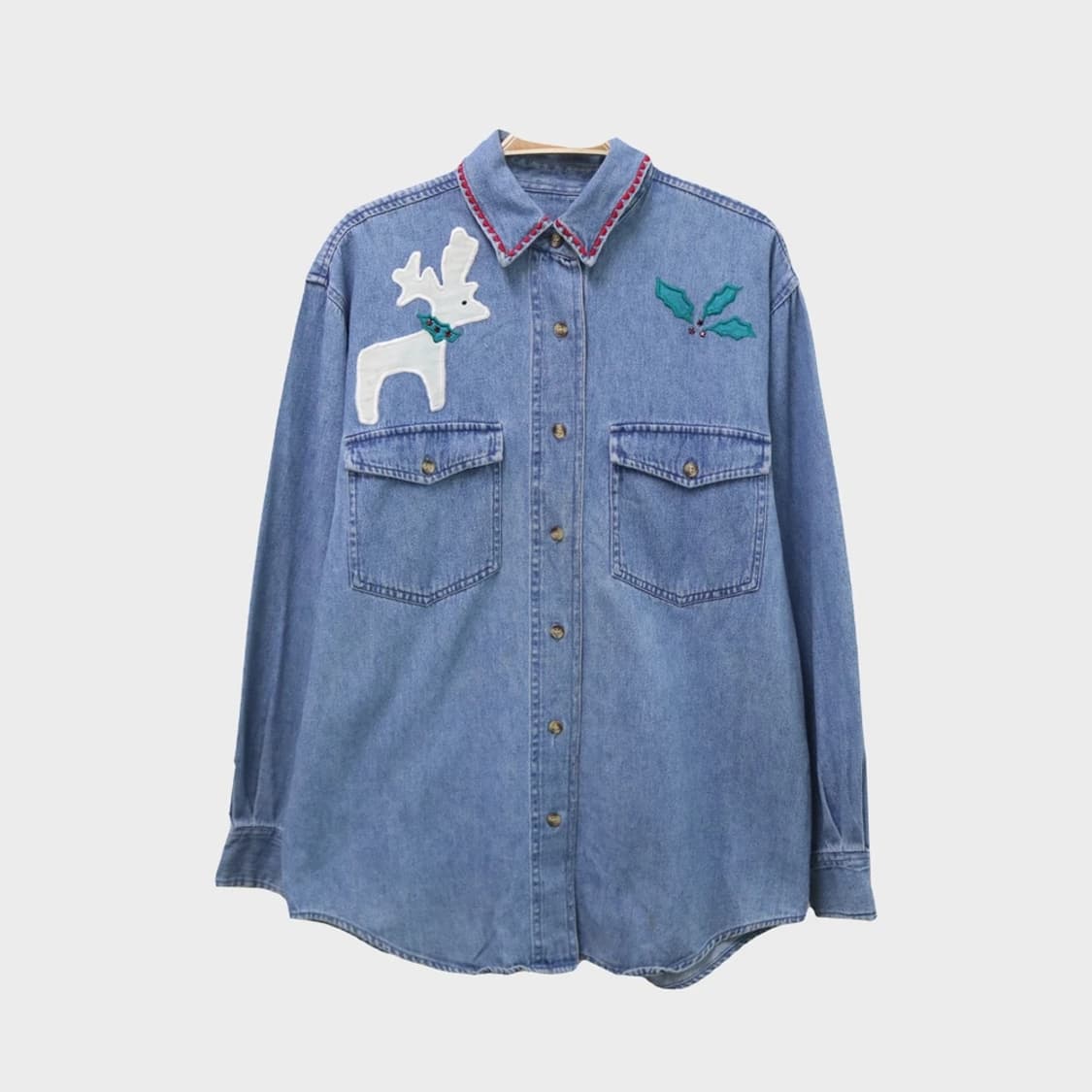 90'S 캠브릿지 자수 데님 셔츠 62234 상품이미지2