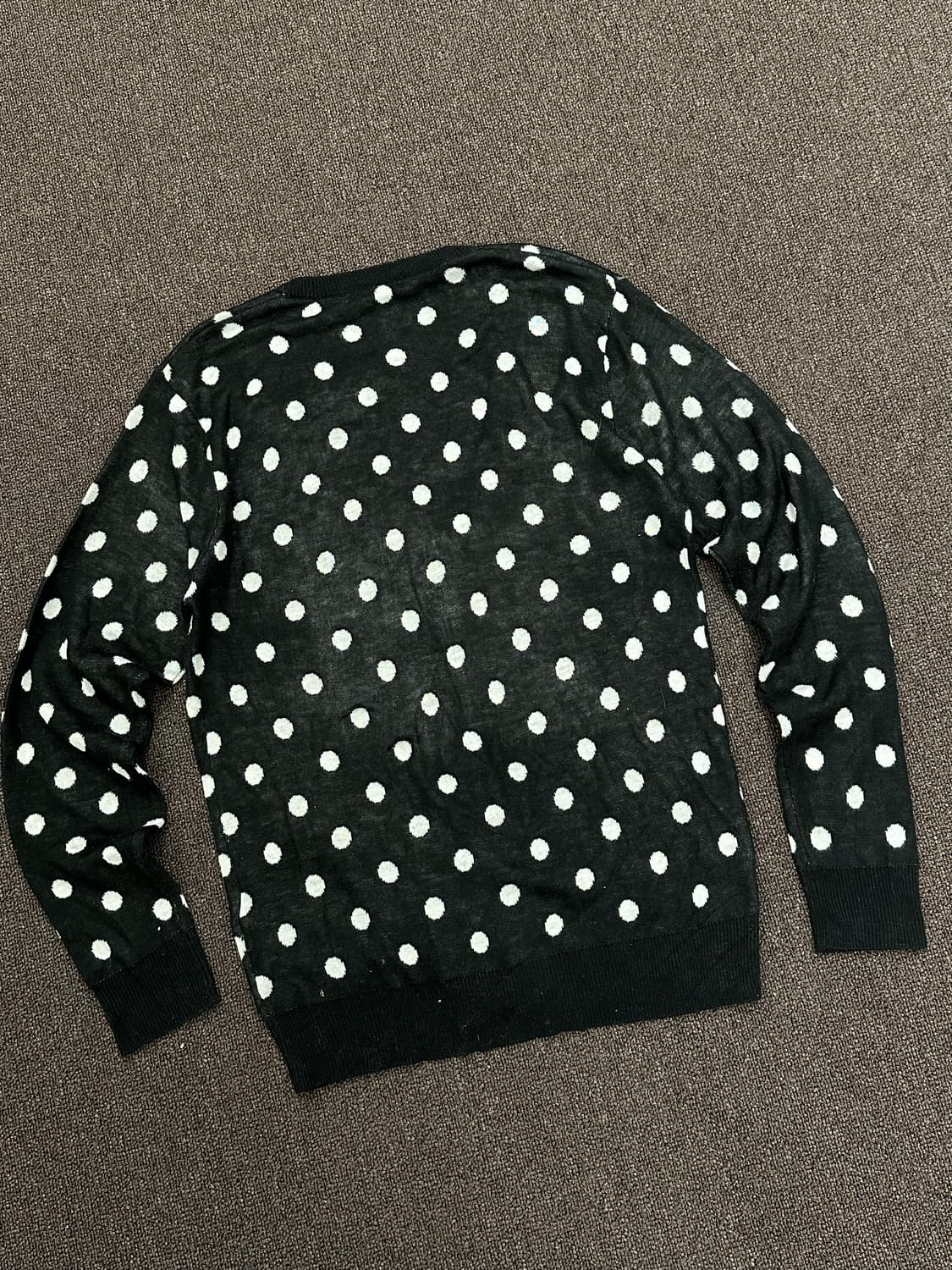 L)BROWNY 빈티지 여성 블랙 도트 브이넥 니트 가디건 상품이미지6