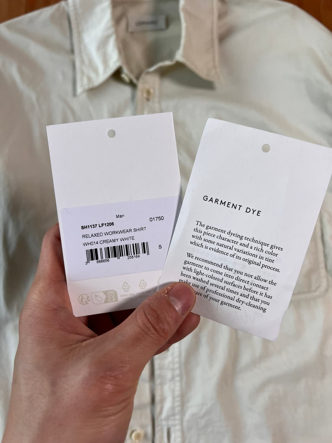 르메르 릴랙스드 워크웨어 셔츠 크림색 상품이미지5
