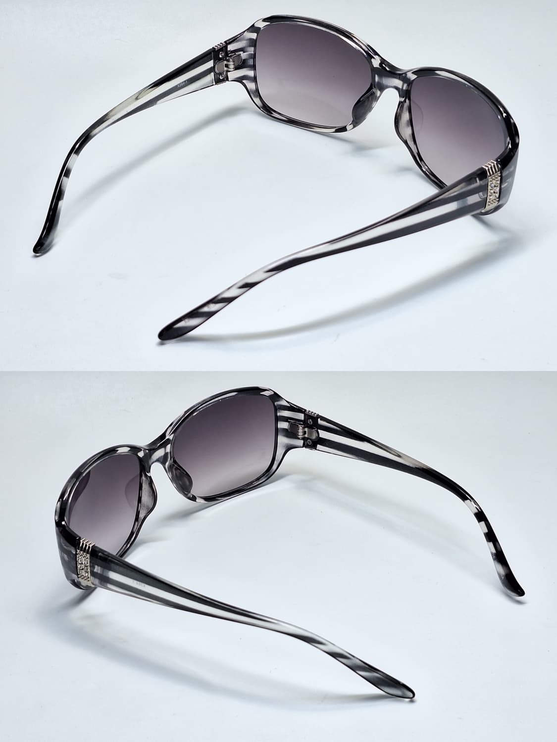 일본 수입 보석 장식 블랙 스트라이프 패턴 선글라스 X264-1 빈티지 상품이미지9