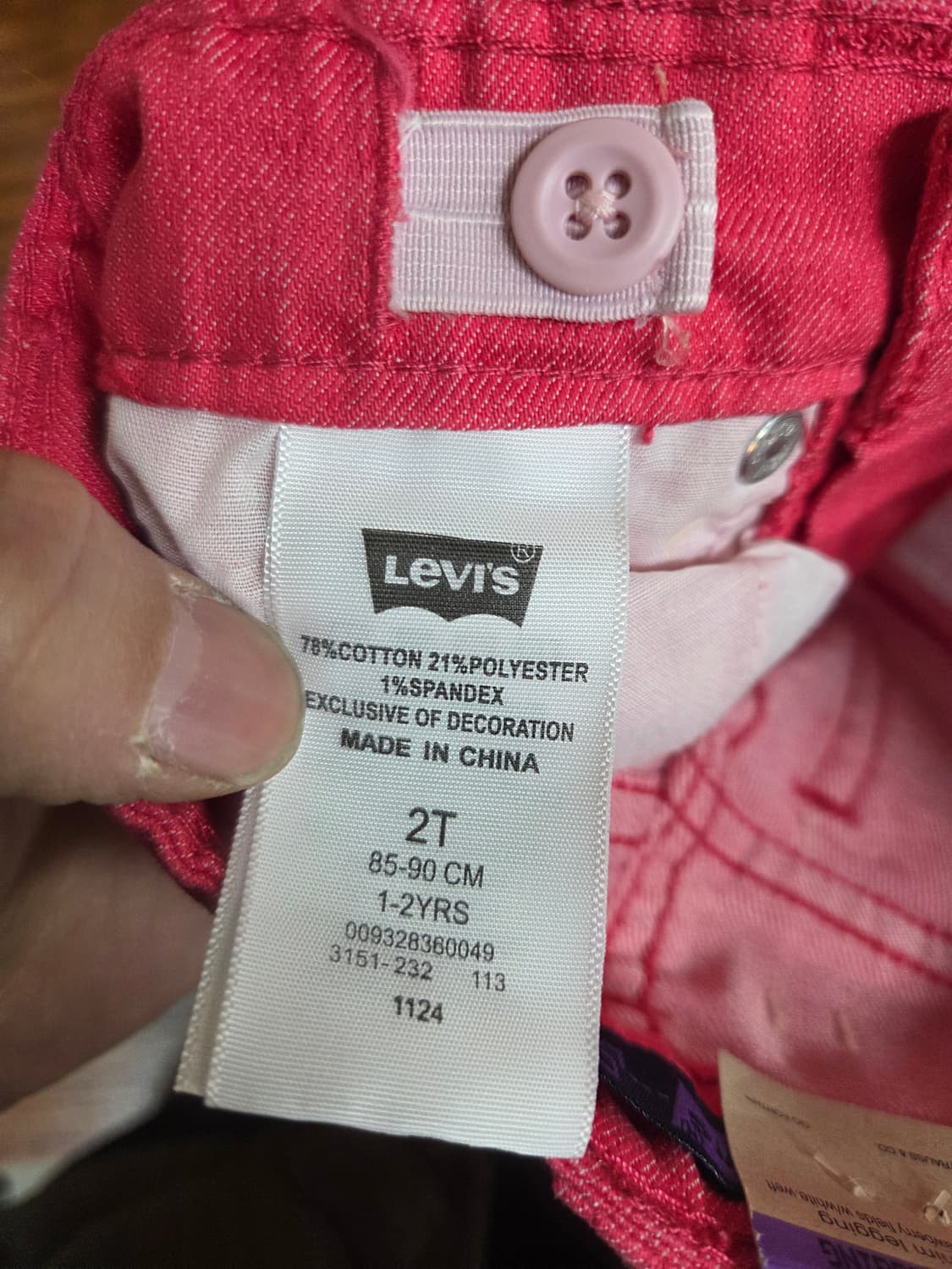 리바이스 키즈 핑크 데님팬츠 2세 3세 상품이미지3