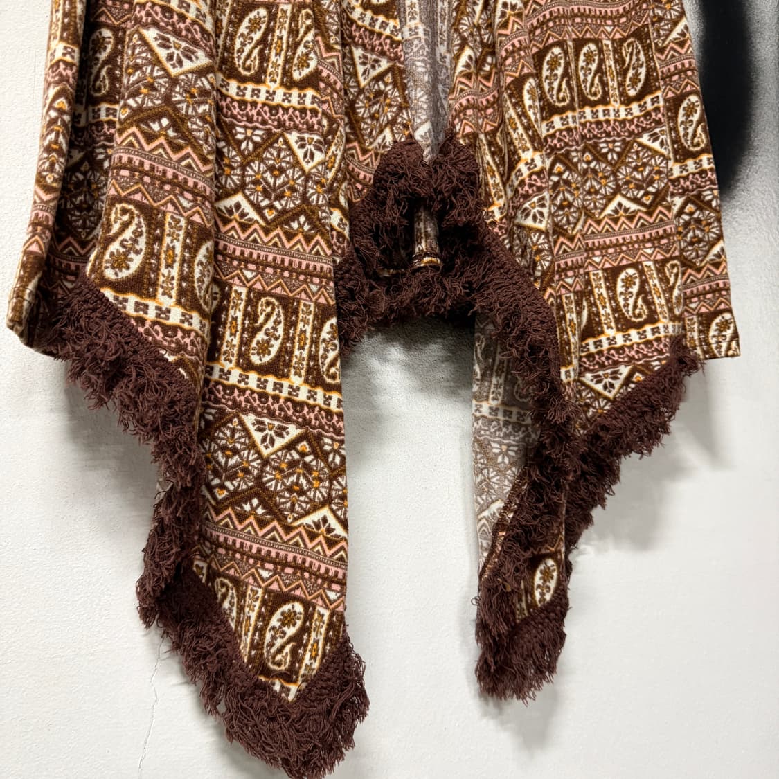 VTG 빈티지 보헤미안 풀 패턴 웨스턴 프린지 디테일 숄카라 가디건 상품이미지5