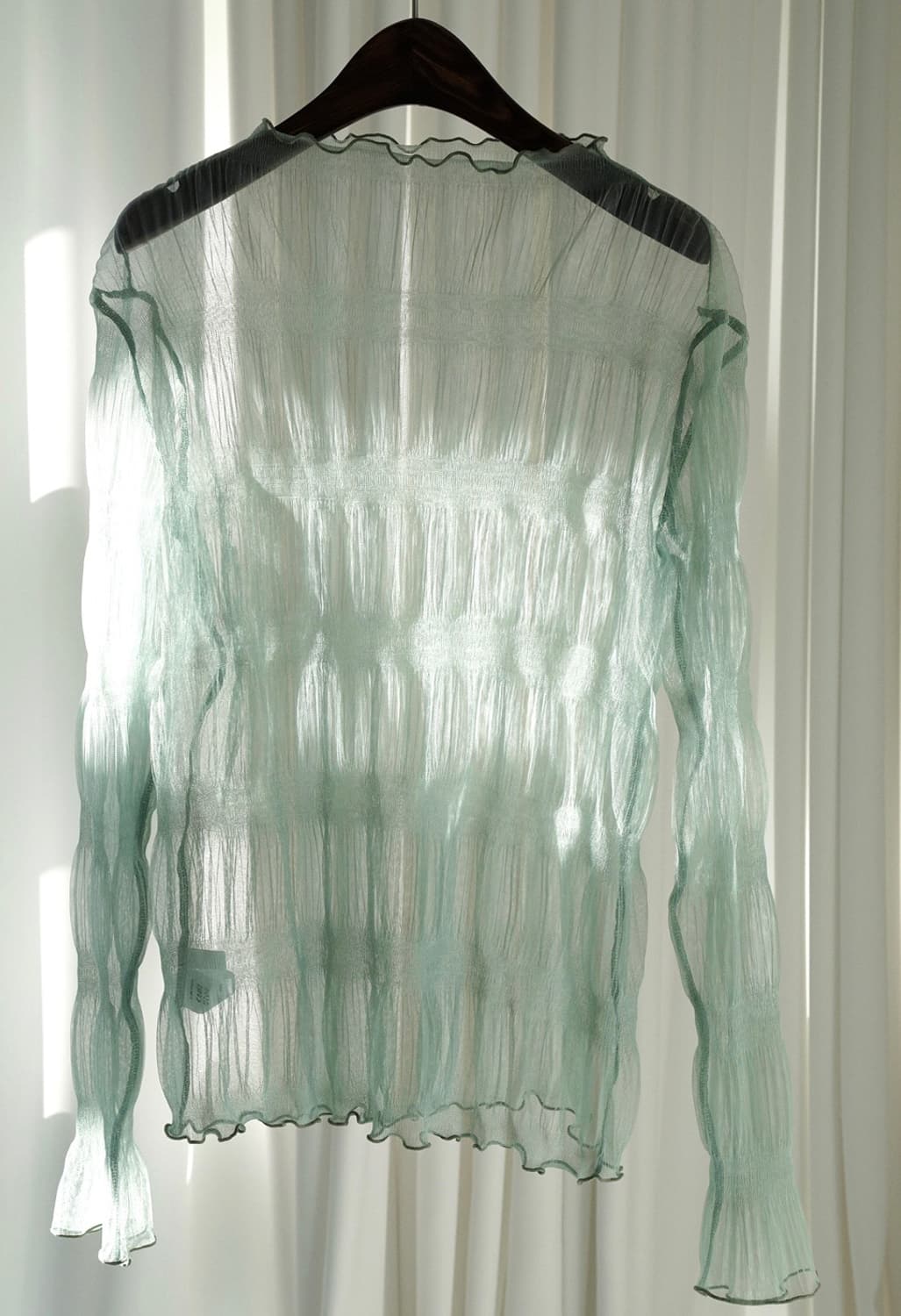 케임어폰 sheer ruched top 시스루탑 (민트) 상품이미지3