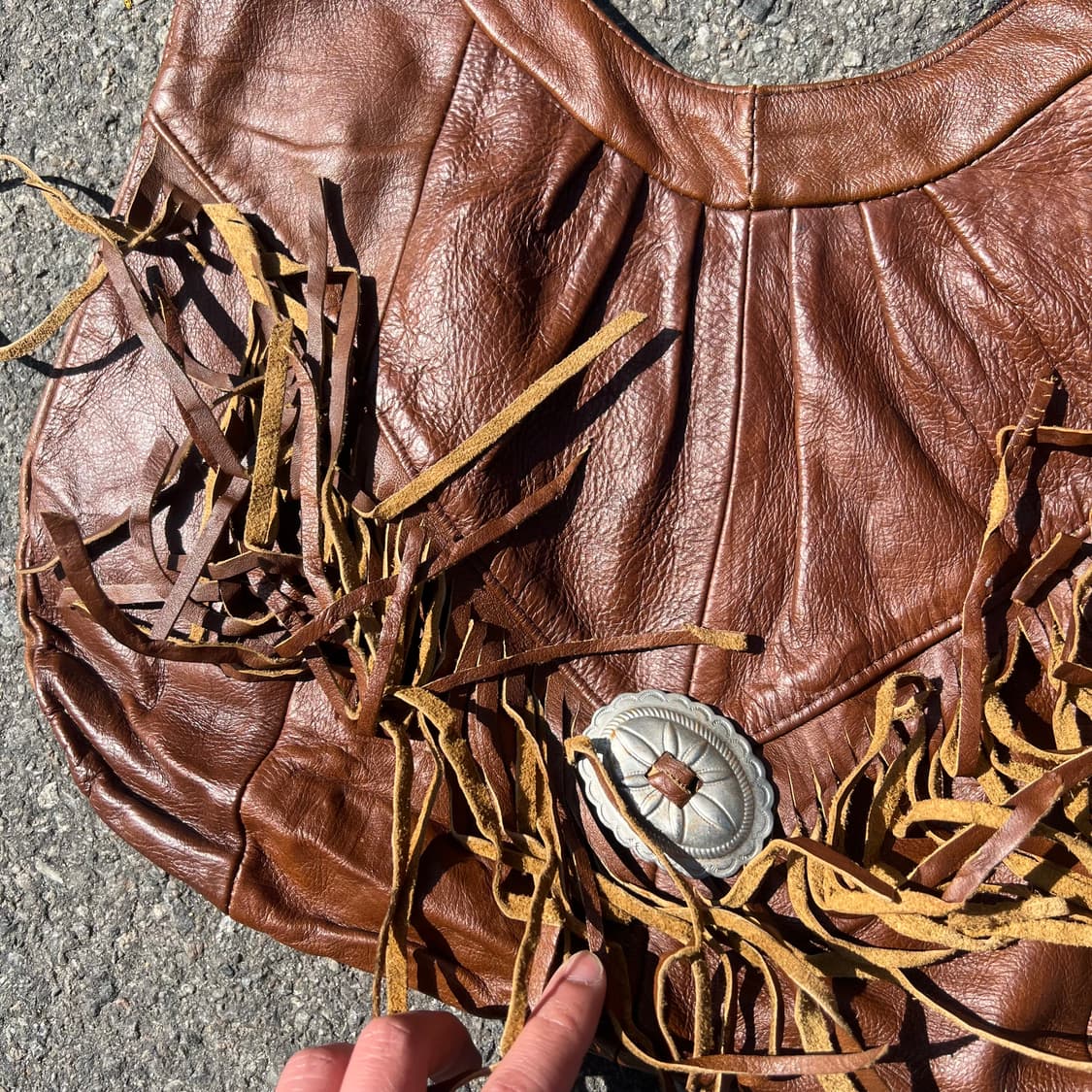 웨스턴 레더 프린지 백 상품이미지2