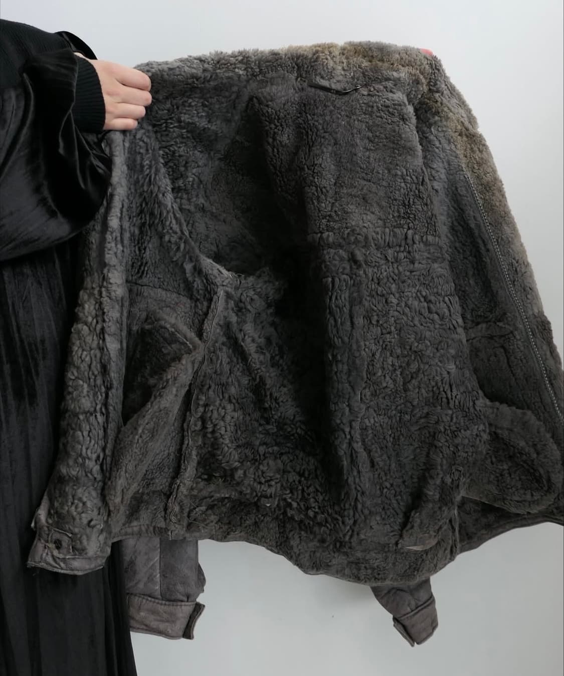 빈티지 낙원 nagwon 그레이카키 무스탕 자켓 상품이미지3