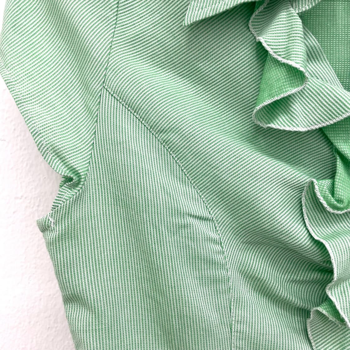 light green ruffle cap sleeve shirt 상품이미지3