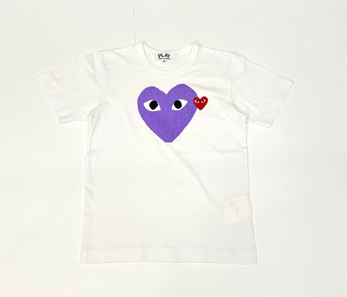 꼼데가르송 퍼플 하트 티셔츠 화이트(M) 상품이미지1