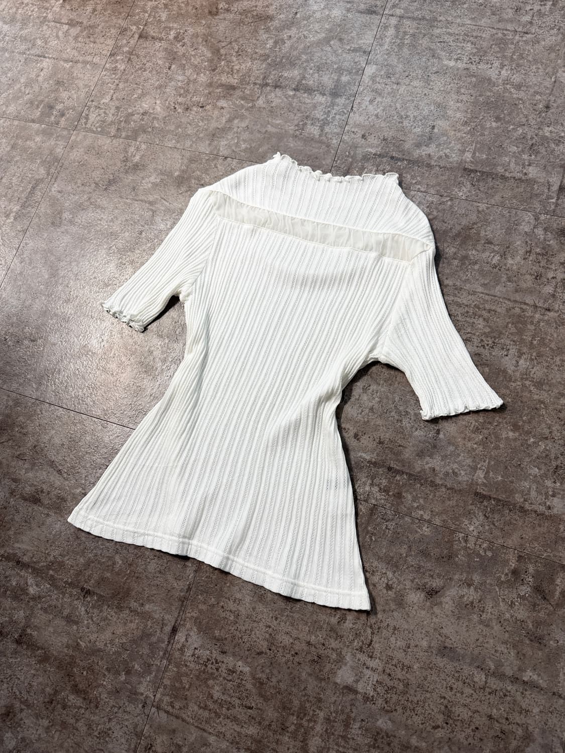 러플 넥 하프 슬리브 탑 상품이미지5