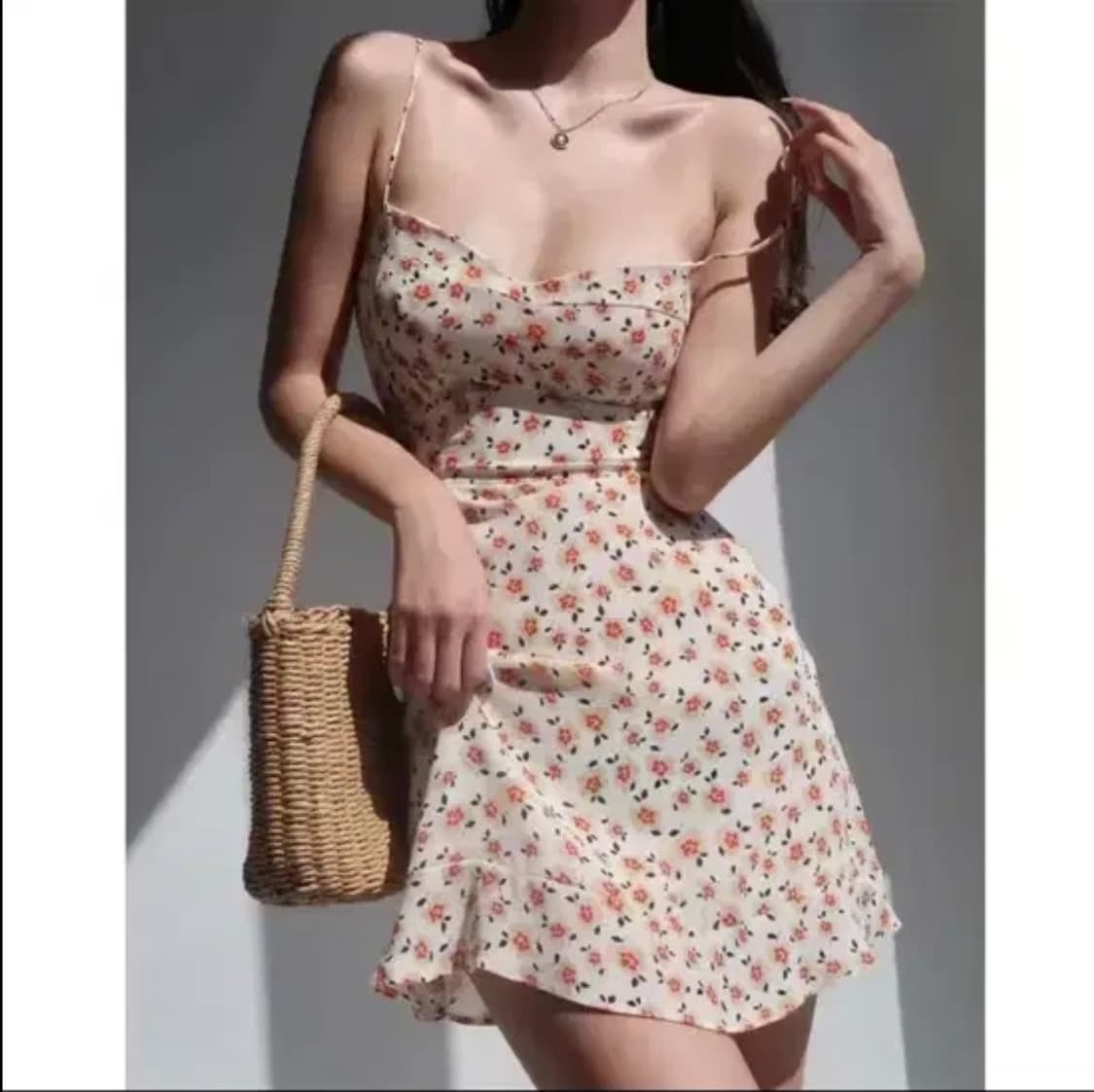 꽃 플라워 뷔스티에 민소매 나시 미니 원피스 로제 드레스 상품이미지1