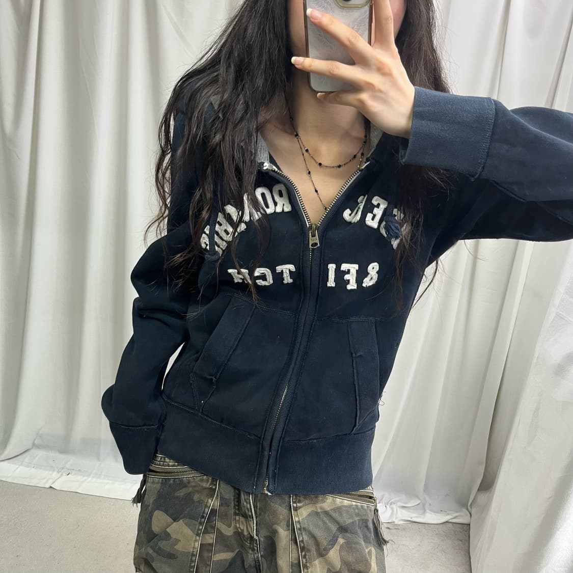 Abercrombie navy hood zip-up 상품이미지3
