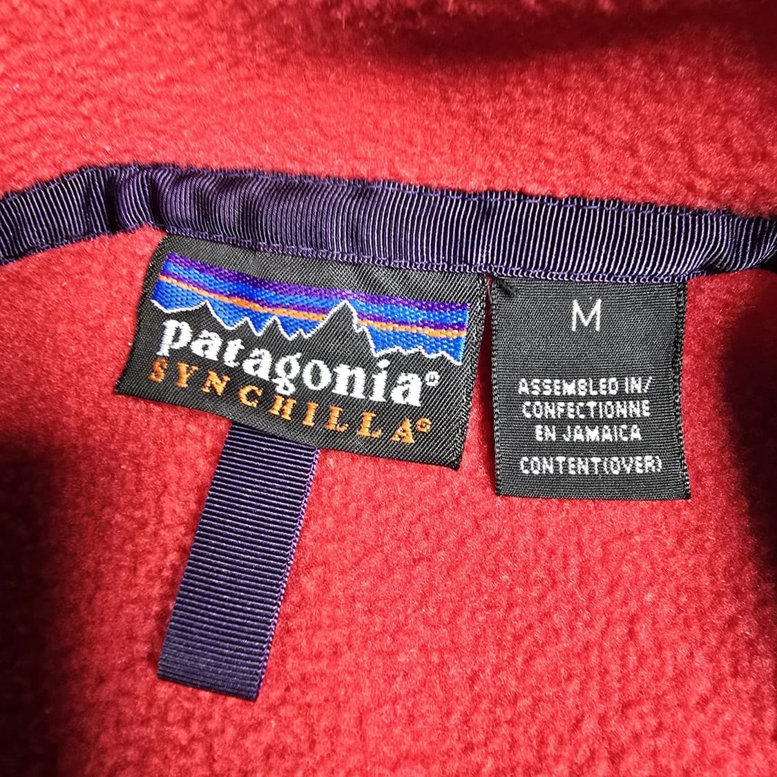 90s 자메이카 파타고니아 신칠라 스냅-T 레드/블랙 상품이미지3