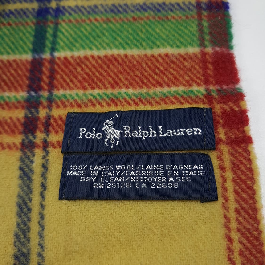 MX574 폴로 90s 이태리판 램스울 타탄체크 옐로우 머플러 목도리 상품이미지4